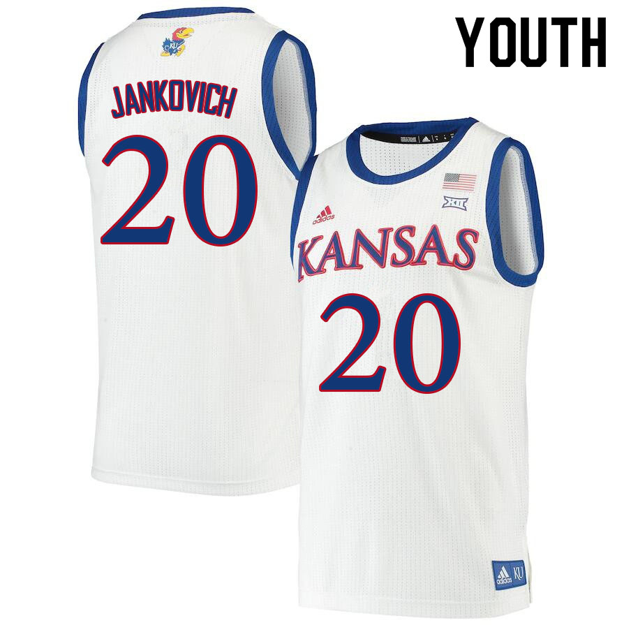 Youth #20 Michael Jankovich Kansas Jayhawks College Basketball Jerseys Sale-White